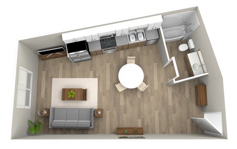 Floor plan for studio, 1 bath, 410 sqft